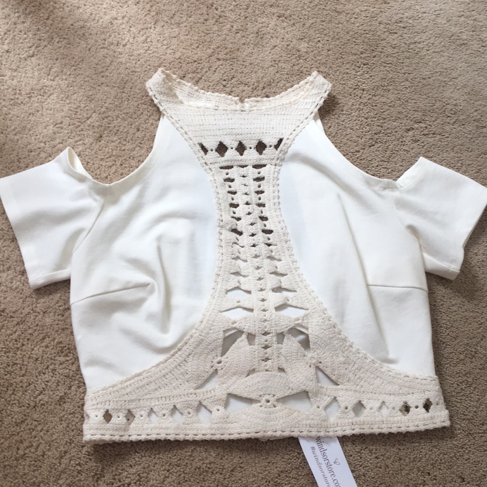 Ivory Windsor Croptop with buttons and crochet